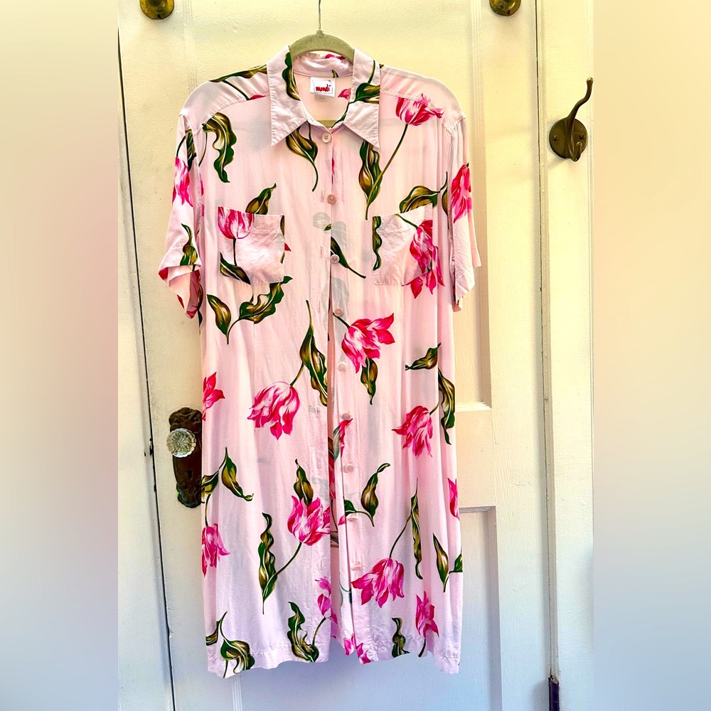 MONDI True Vintage Collectible Pink Tropical Print Shirtdress. Rare. Cotton (M) - Picture 3 of 13